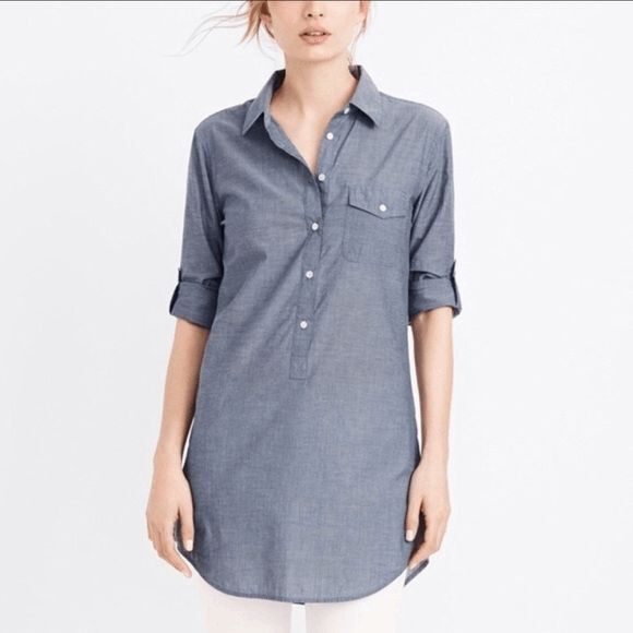 J. Crew‎ Factory Chambray pocket tunic S - Picture 1 of 8